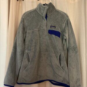 Grey & Blue Patagonia half snap pullover - Women's Large